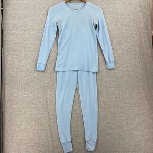 Mayfair Pajamas Womens Small Blue Waffle Long Sleeve Loungewear Set